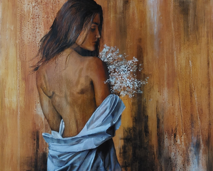 Introspection 15 - 80 cm x 80 cm - acryl en olieverf op canvas - prijs op aanvraag