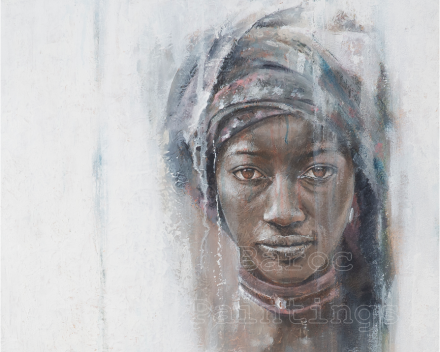 African girl - 80 cm  x 60 cm - acryl op canvas - private collection