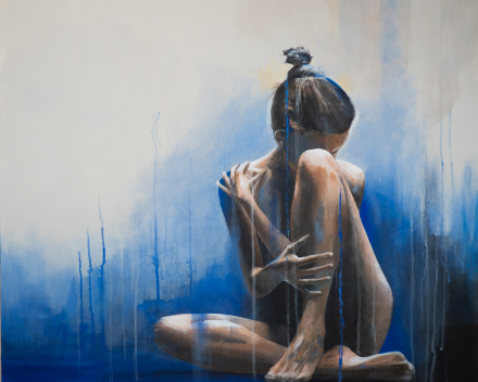 True blue - 80 cm x 80 cm - acryl op canvas - prijs op aanvraag