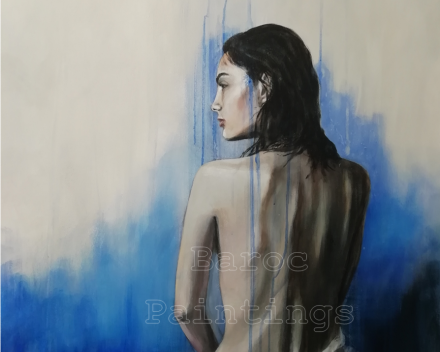 Blue velvet - 80 cm x 70 cm - acryl op canvas - prijs op aanvraag