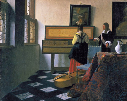  De muziekles - 74 cm x 64,5 cm - Johannes Vermeer - Buckingham Palace, London