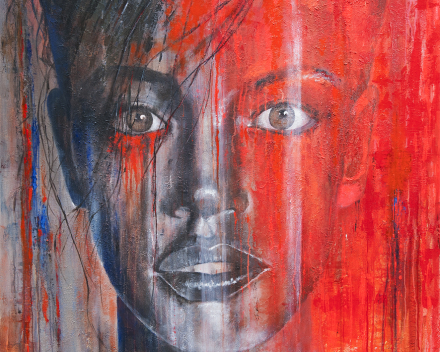 Flaming fortune - 120 cm x 120 cm - acryl op canvas - prijs op aanvraag