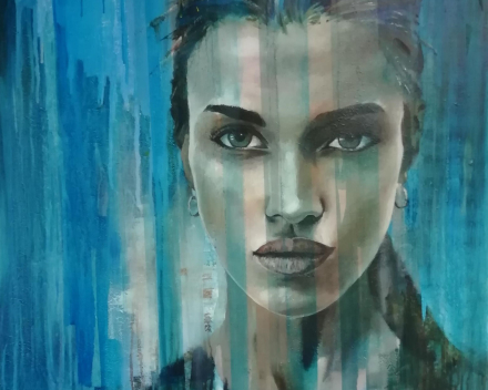 Rhapsody in blue - 80 cm x 80 cm - acryl op canvas - prijs op aanvraag