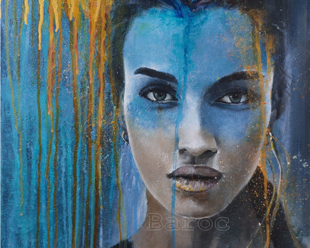 Simply blue - 50 cm x 50 cm - acryl op canvas - prijs op aanvraag
