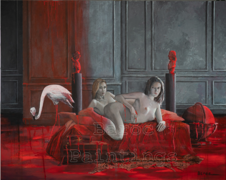 The pink flamingo - 80 cm x 100 cm - acryl on canvas - prijs op aanvraag